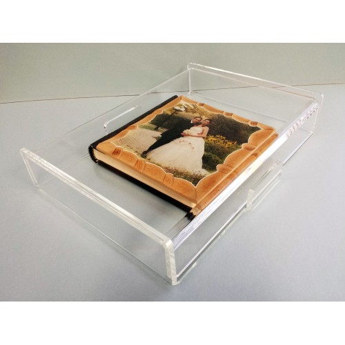 Porta album fotografico da banco in plex, completo di coperchio
